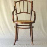 Small canned armchair; in curved wood, bistro, 1890