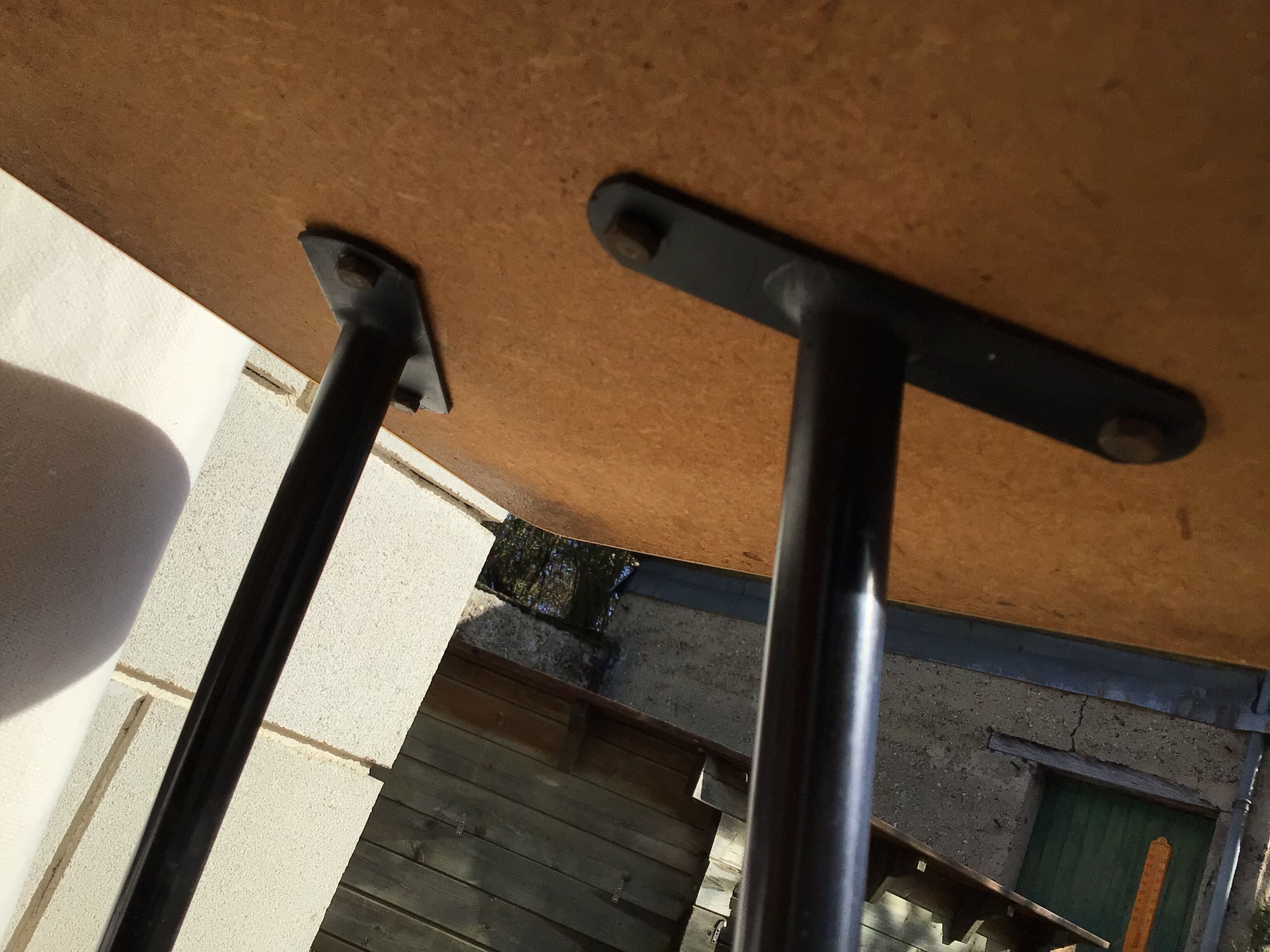 Console formica mocha feet compass metal casters