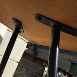 Console formica moka pieds compas métal roulettes