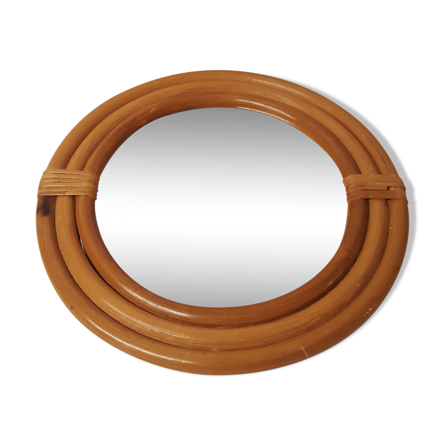 Rattan mirror, vintage 31cm