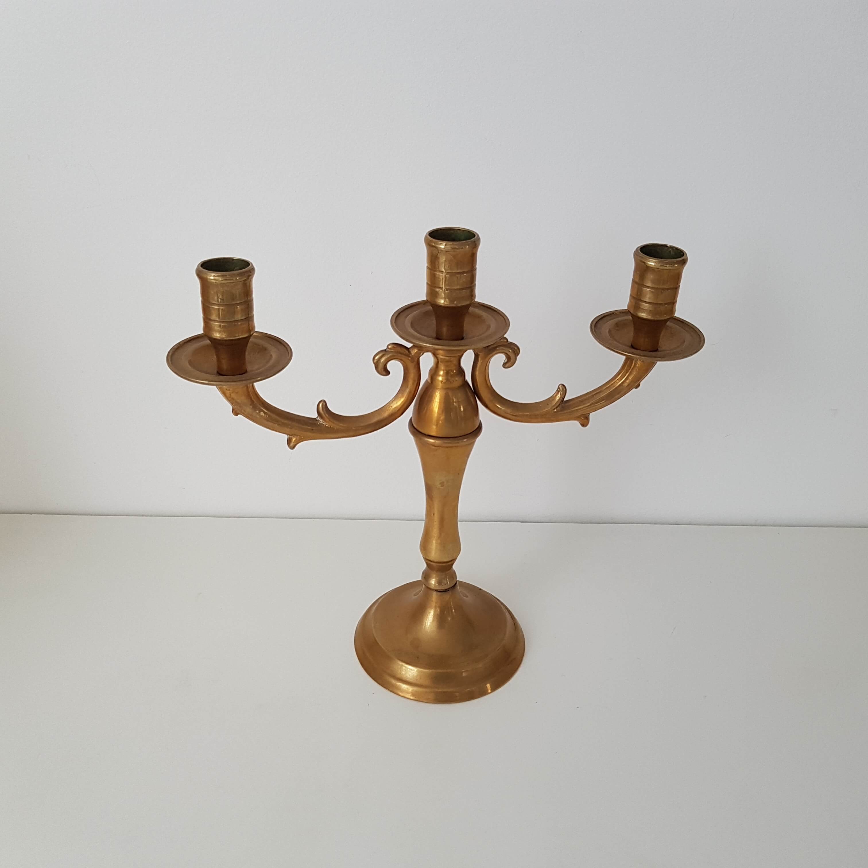 Candlestick old brass 3 branches