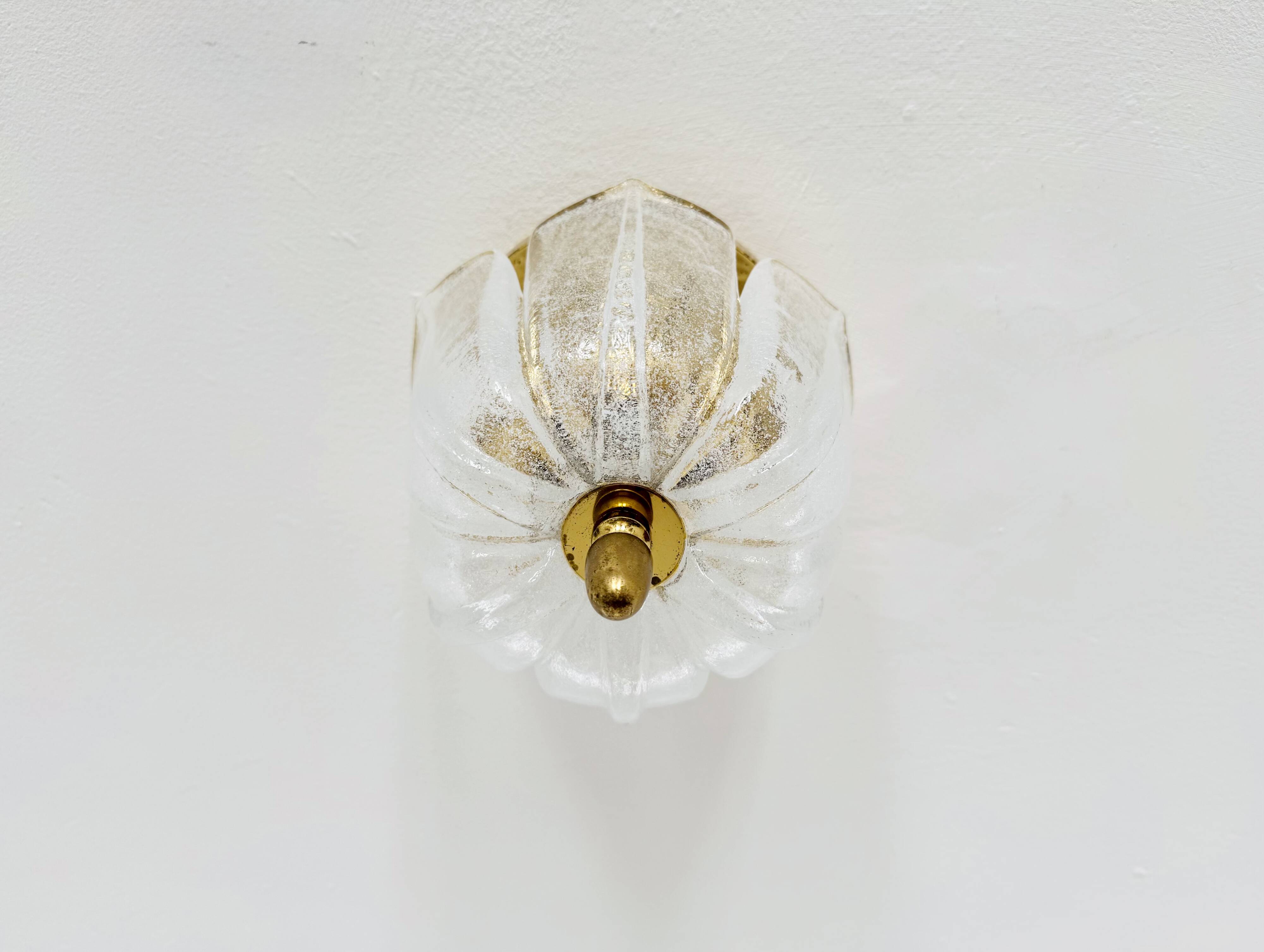 Brass and Glass Flush Light by Glashütte Limburg