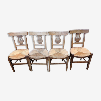 Ensemble de quatre chaises anciennes  style directoire