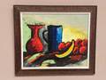 Huile sur toile originale suédoise – « Nature morte avec fruits et vase » par Rollo