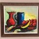 Huile sur toile originale suédoise – « Nature morte avec fruits et vase » par Rollo