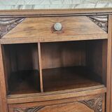 Art Deco bedside table in walnut and marble