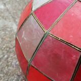 Faceted ball suspension in mother-of-pearl and vintage brass