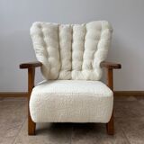 Guillerme et Chambron mid-century french oak armchair