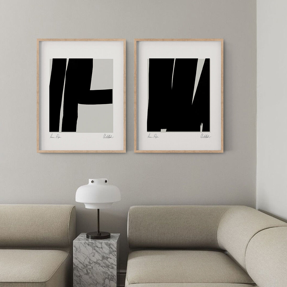 Pair of giclee prints, abstract wall art set of two, 50x70cm