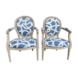Pair of restored Louis XVI convertible armchairs
