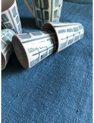 Aqua Blue Hemp Vintage Tablecloth