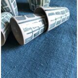 Aqua Blue Hemp Vintage Tablecloth