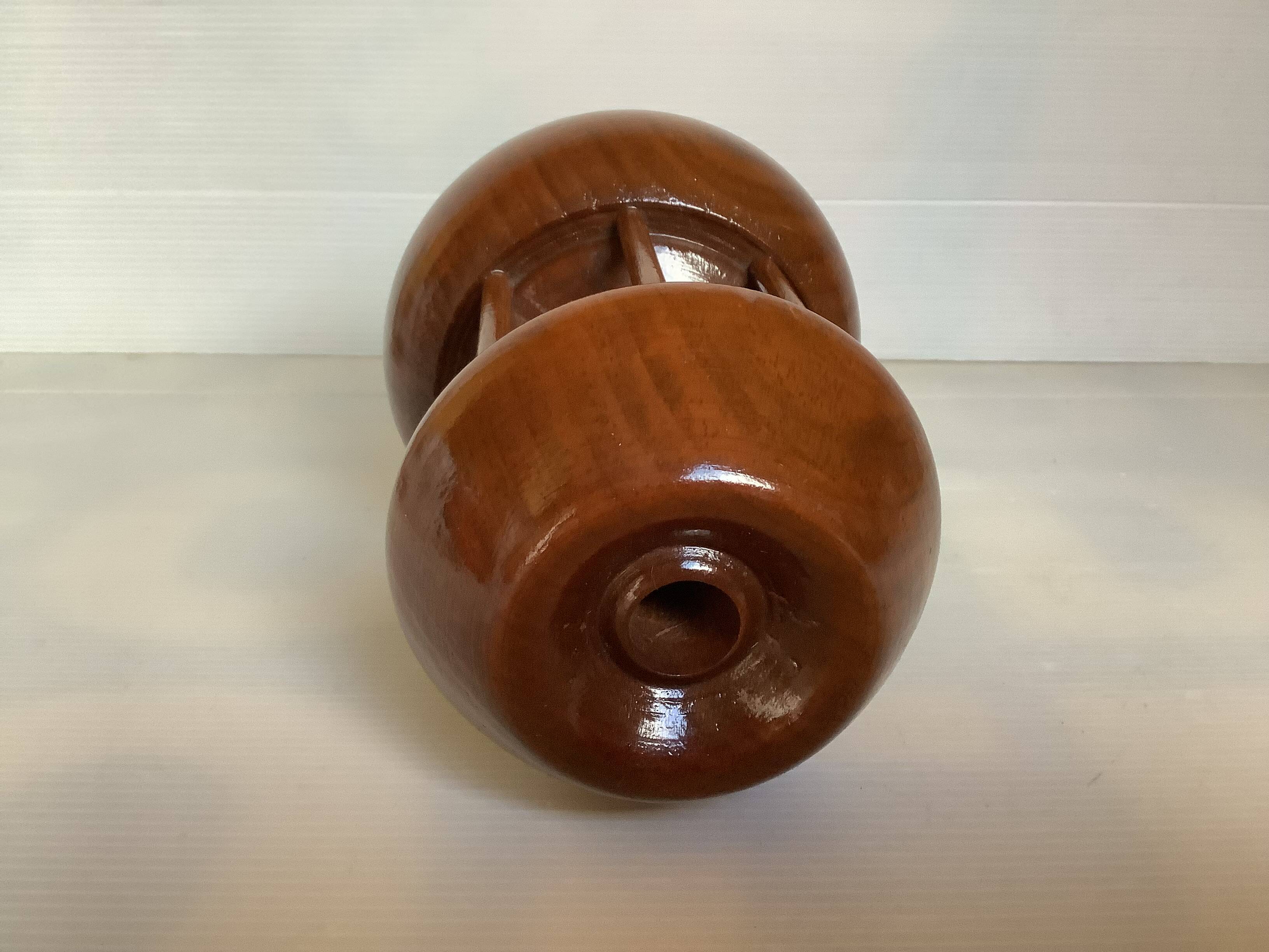 Varnished wooden candle holder