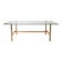 Vintage coffee table with glass and gold metal.