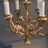Lustre en bronze doré à 4 branches néoclassique, Circa 1940/1950.