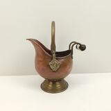 Copper pot cover and a pitcher-style brass handle