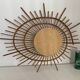 Miroir vintage 1960 soleil rotin osier ortf spirale design - 68 x 52 cm