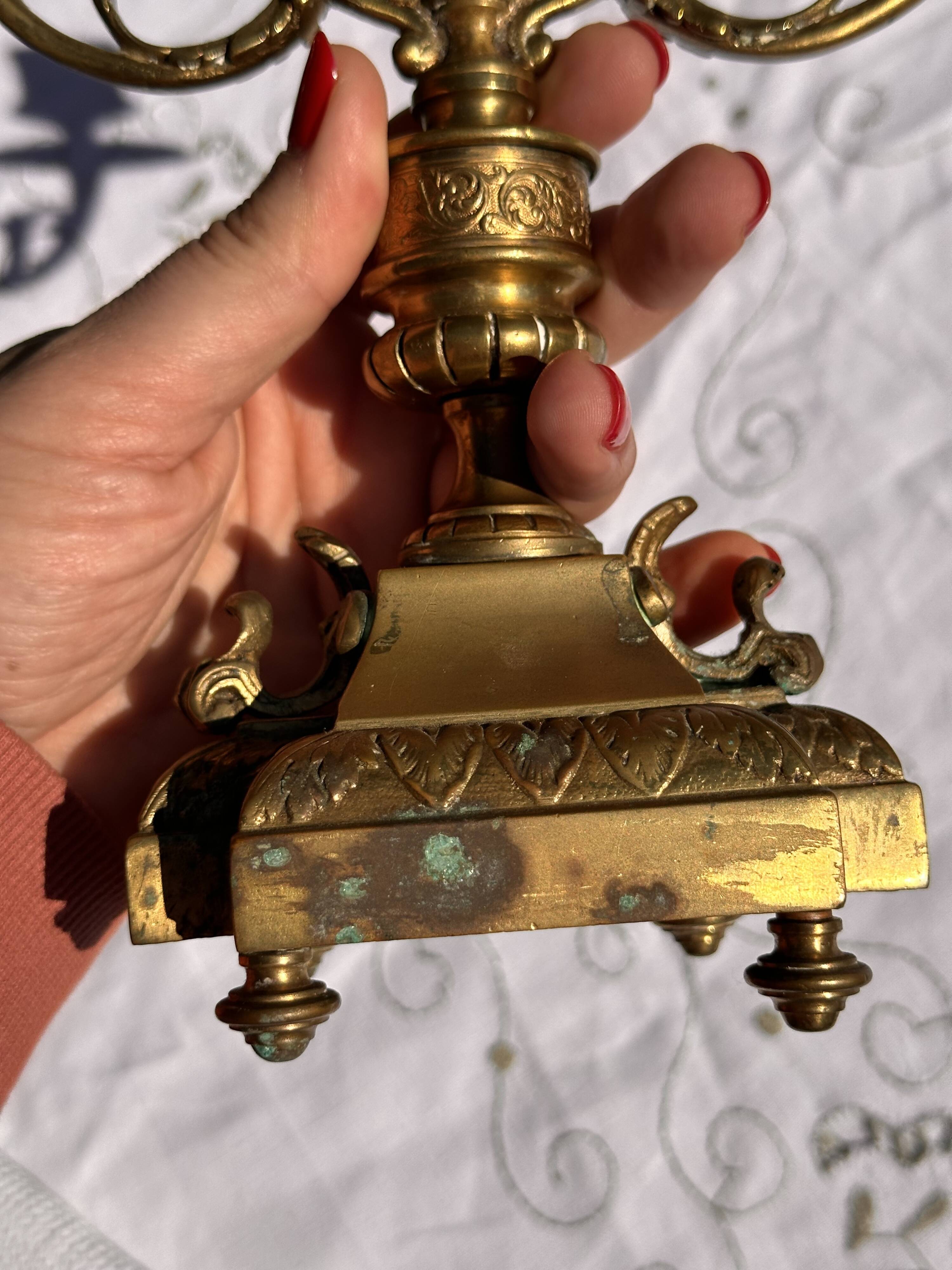 Vintage Candlestick - Brass Candlestick - 3-Arm Candlestick