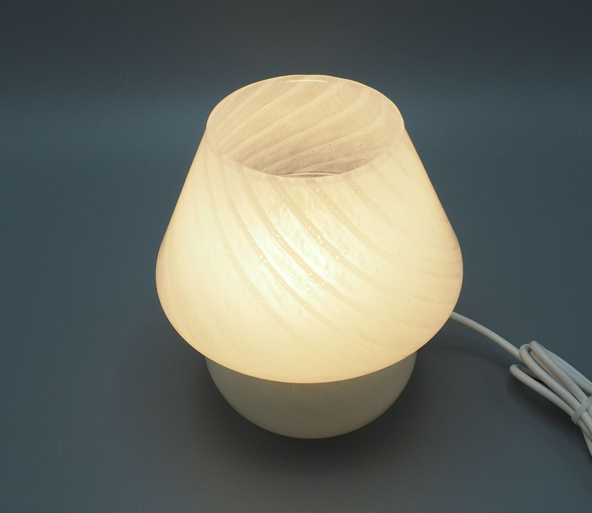 Lampe de table champignon en verre gris de Murano, années 1970