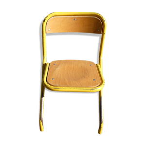 Chaise d'écolier en bois & métal