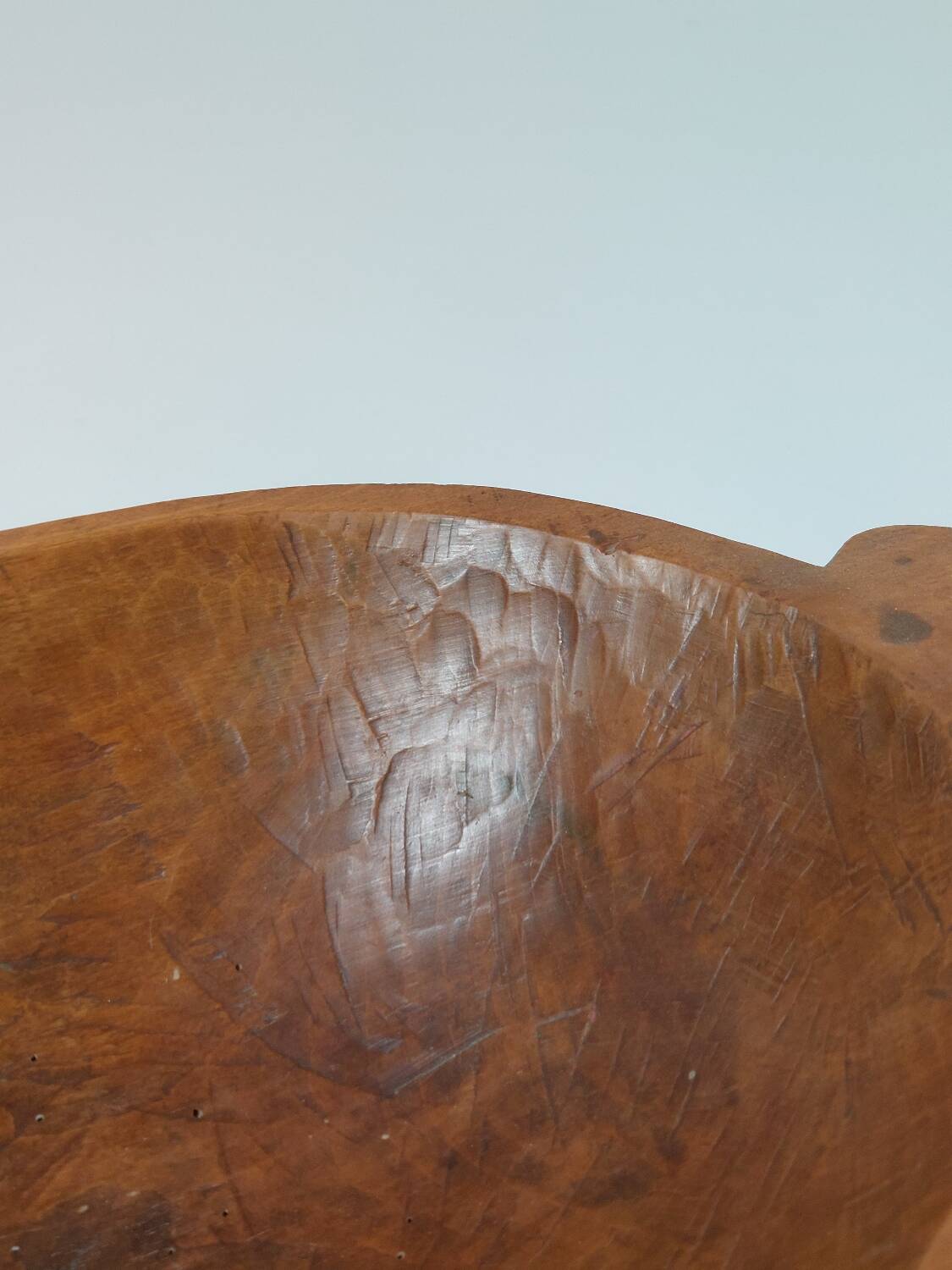 Vintage wooden fruit bowl hand-carved.