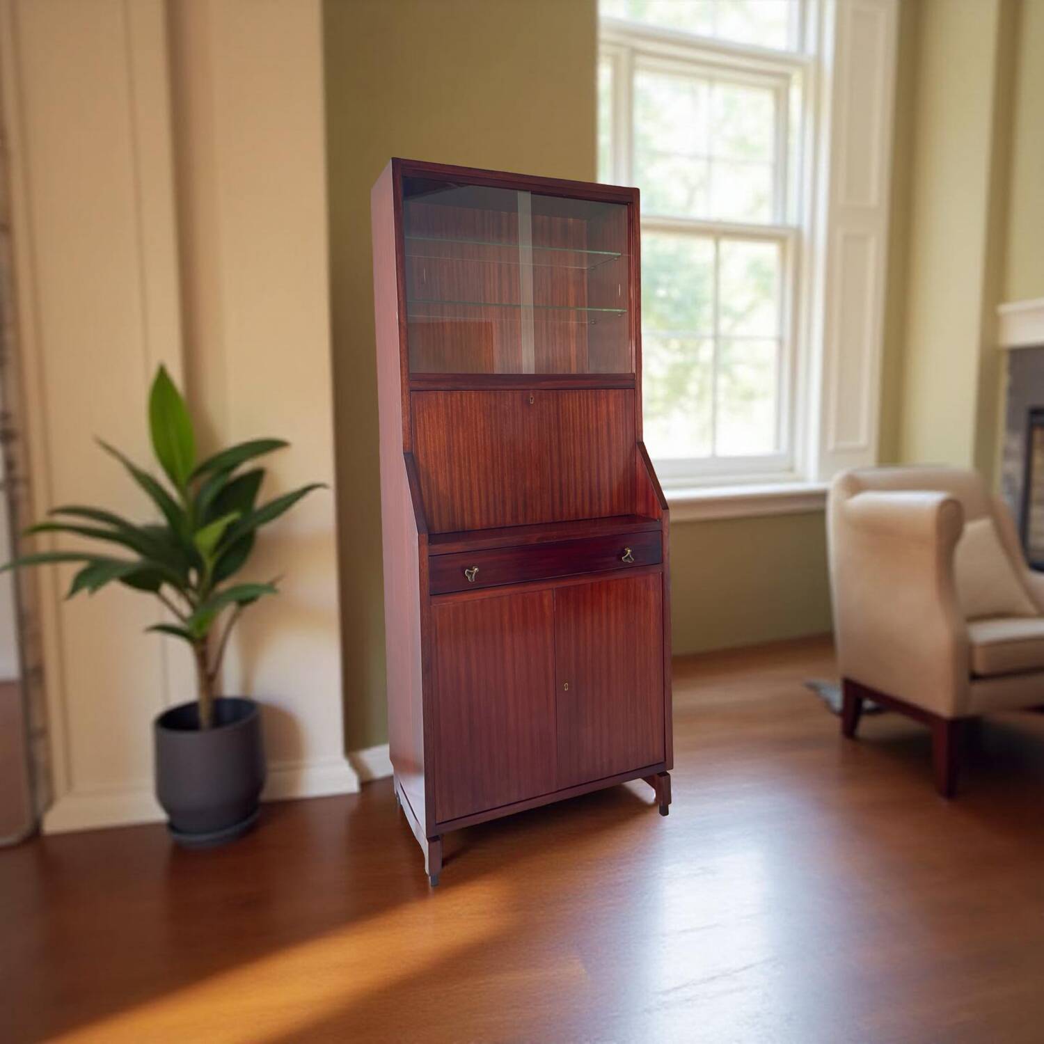 Buffet/crédence italienne en bois et acajou plaqué, années 1960.
