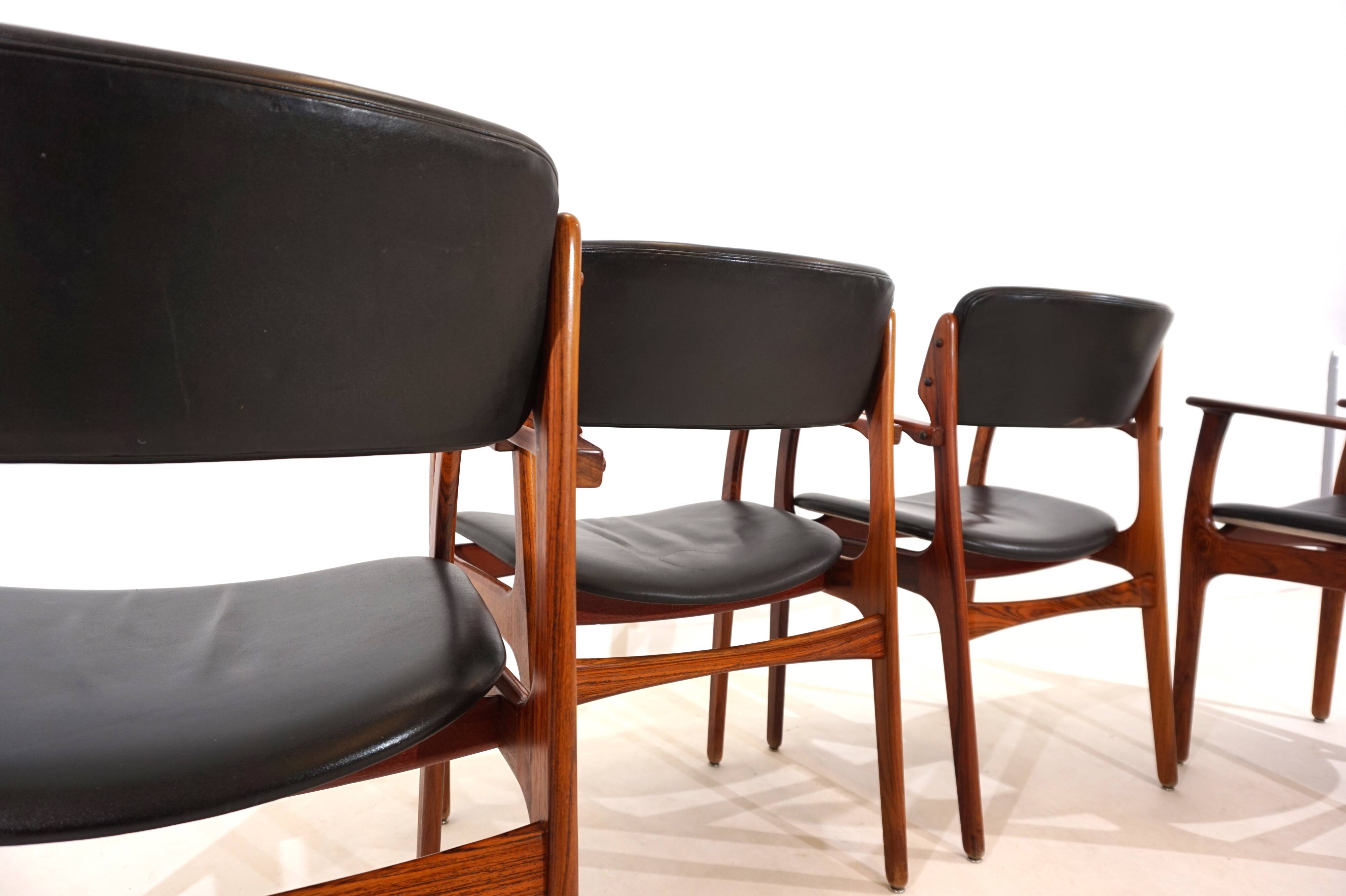 Erik Buck lot de 4 chaises de salle à manger en palissandre OD 50 pour OD Mobler