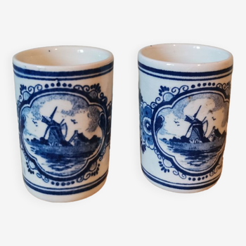 Set of 2 vintage Delft Blue Bowls ceramic glasses