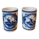 Set of 2 vintage Delft Blue Bowls ceramic glasses