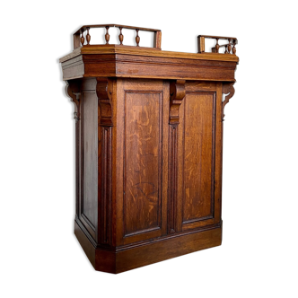 Counter, reception furniture in solid wood early twentieth century