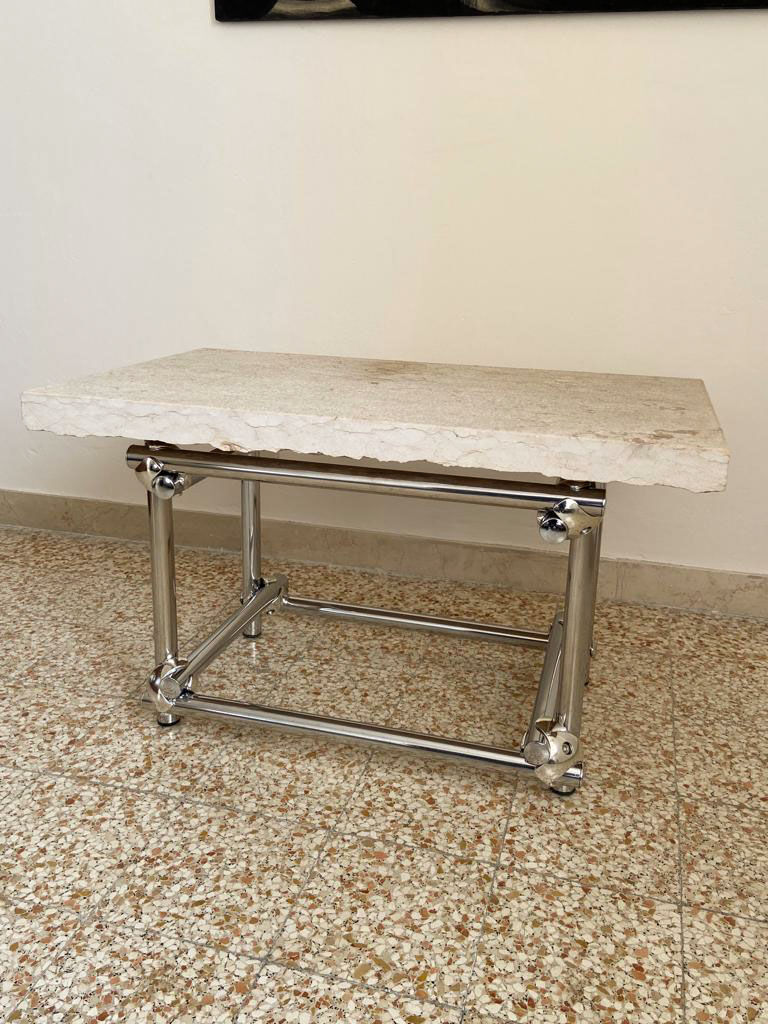 Coffee table in chromed rod