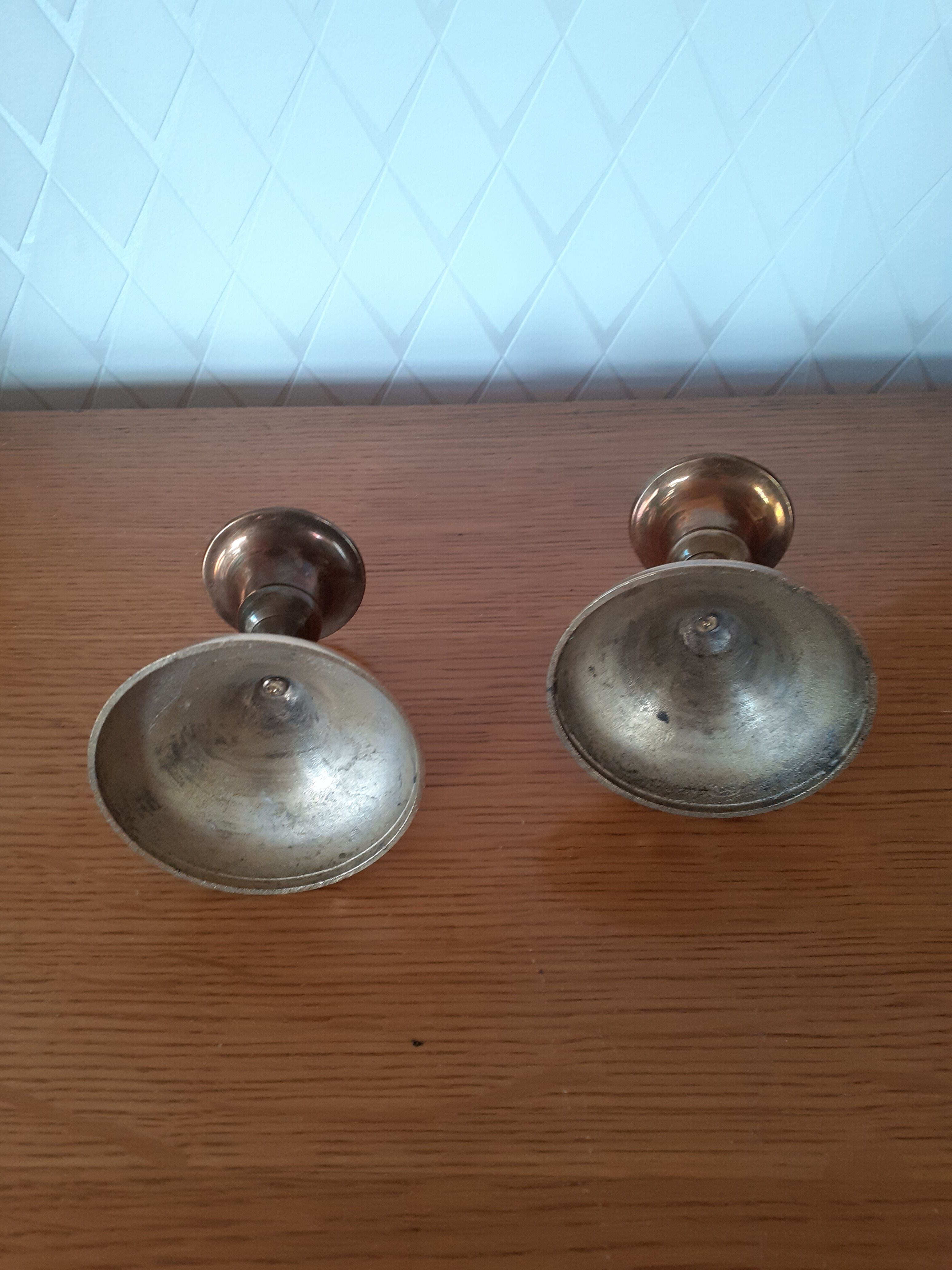 Pair of brass candle holders