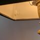 Vintage brass lamp. Black lampshade.