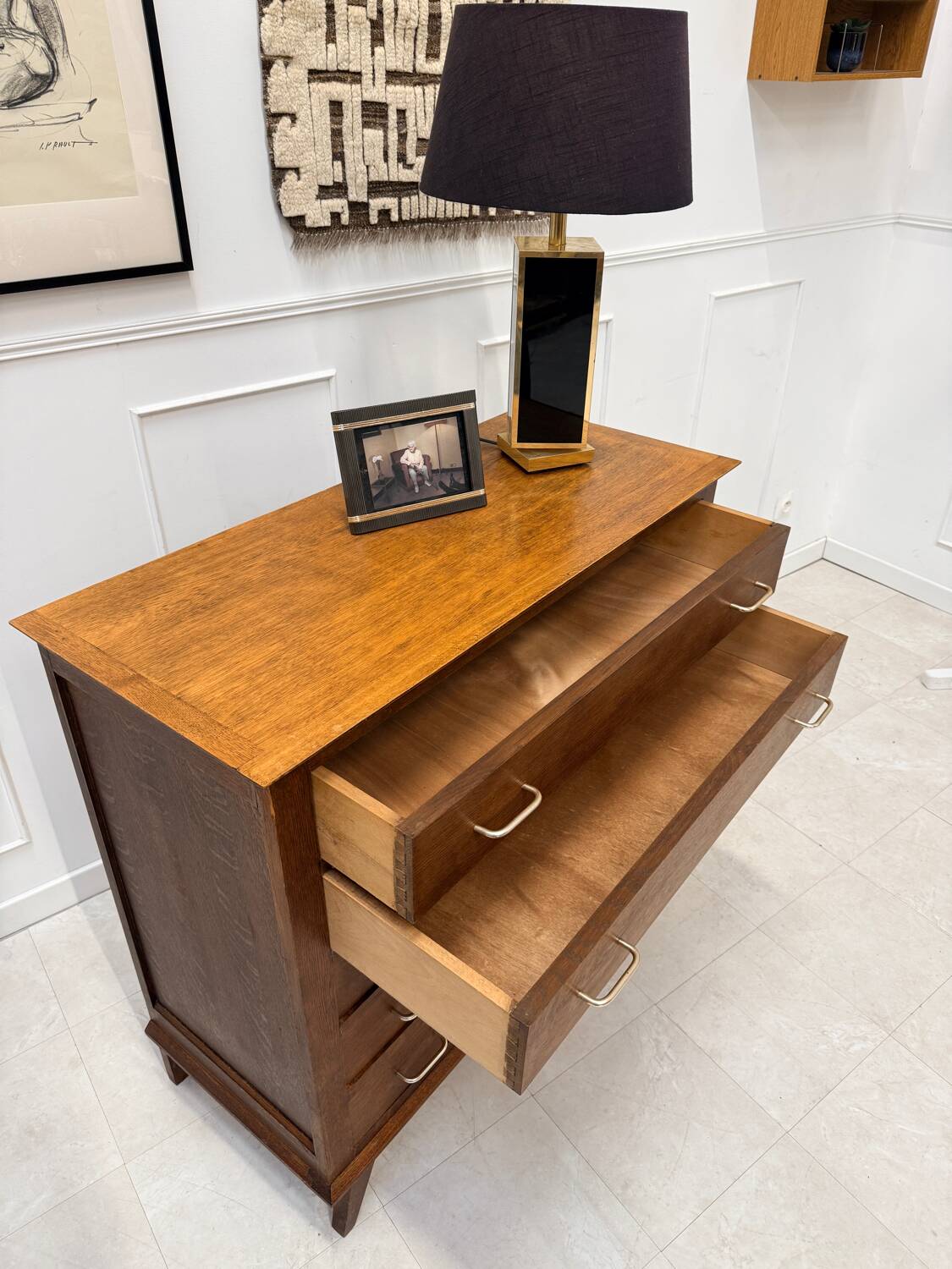 Vintage chest of drawers with splayed legs
