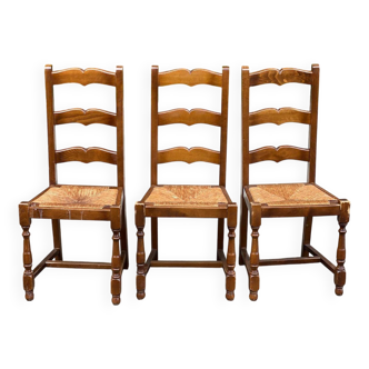 2 or 3 solid wood straw chairs, farmhouse style