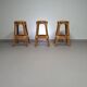 3 x bamboo stool with leather laces / 70s
