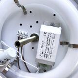 Italian modern ceiling lamp with plexiglass shade, Italy, 1970s/1980s.