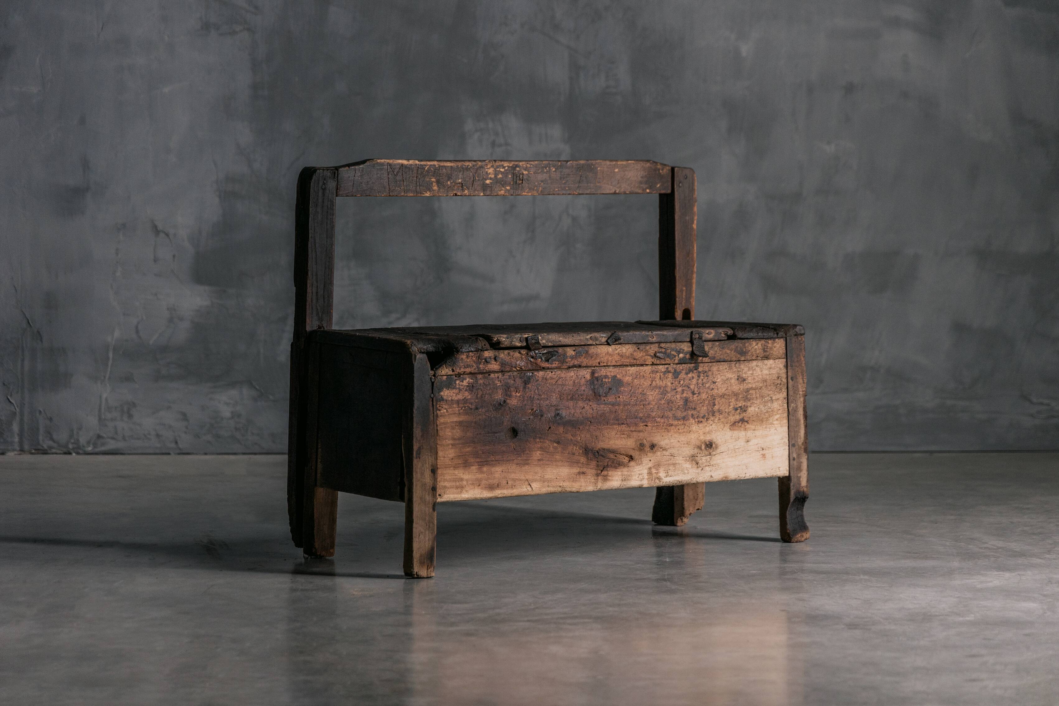 Primitive Wabi Sabi Chest Bench, France, 19th Century