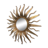 Wall mirror Sun in gilded wrought iron Spain 1950 Hollywood Regency Brutalist