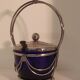 Art deco silver and blue glass sugar.