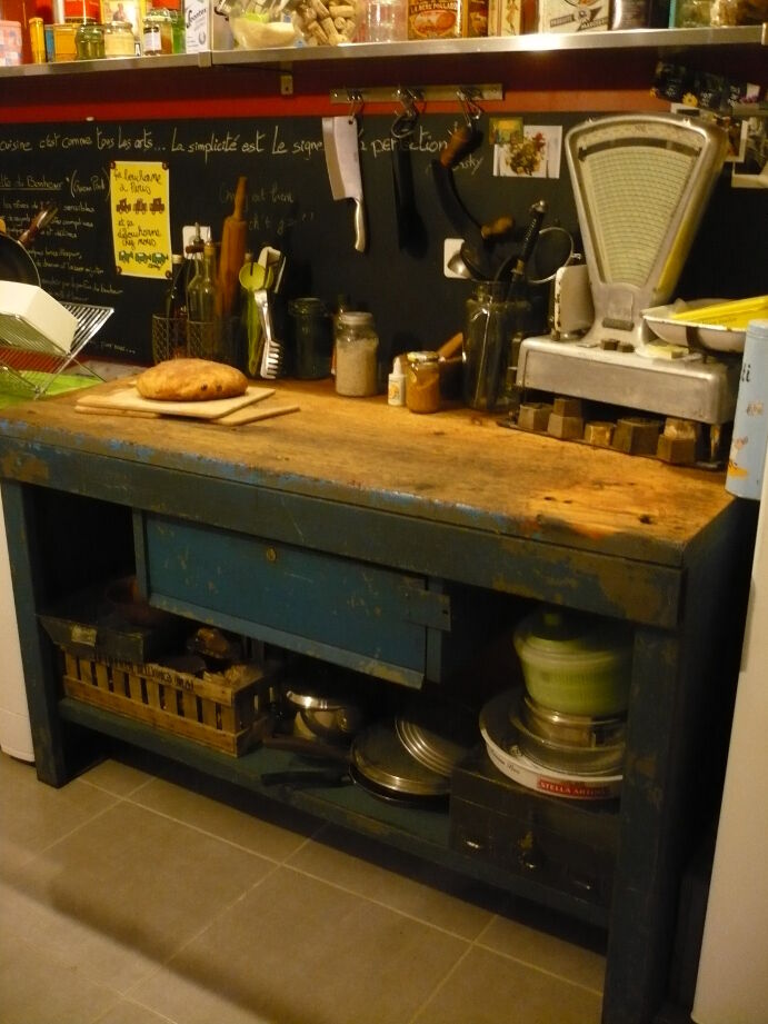 Etabli billot de boucher plateau en bois