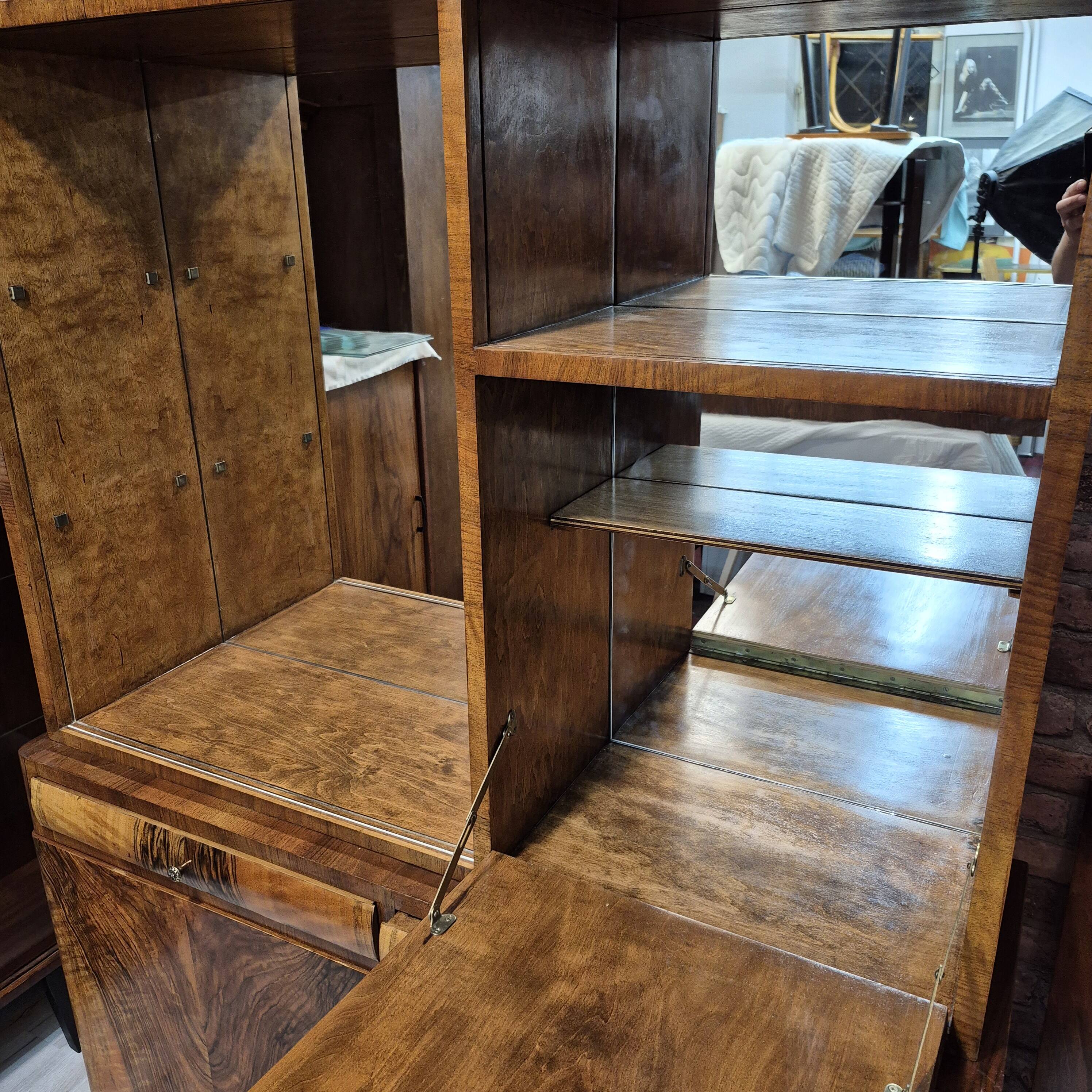 Walnut unique piece with soul. Sideboard with bar from the 60s after complete renovation