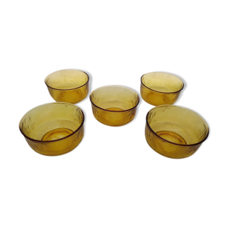Amber glass ramekins the Old Alsatian vintage biscuit Lot of 5 Brocanteespritdantan