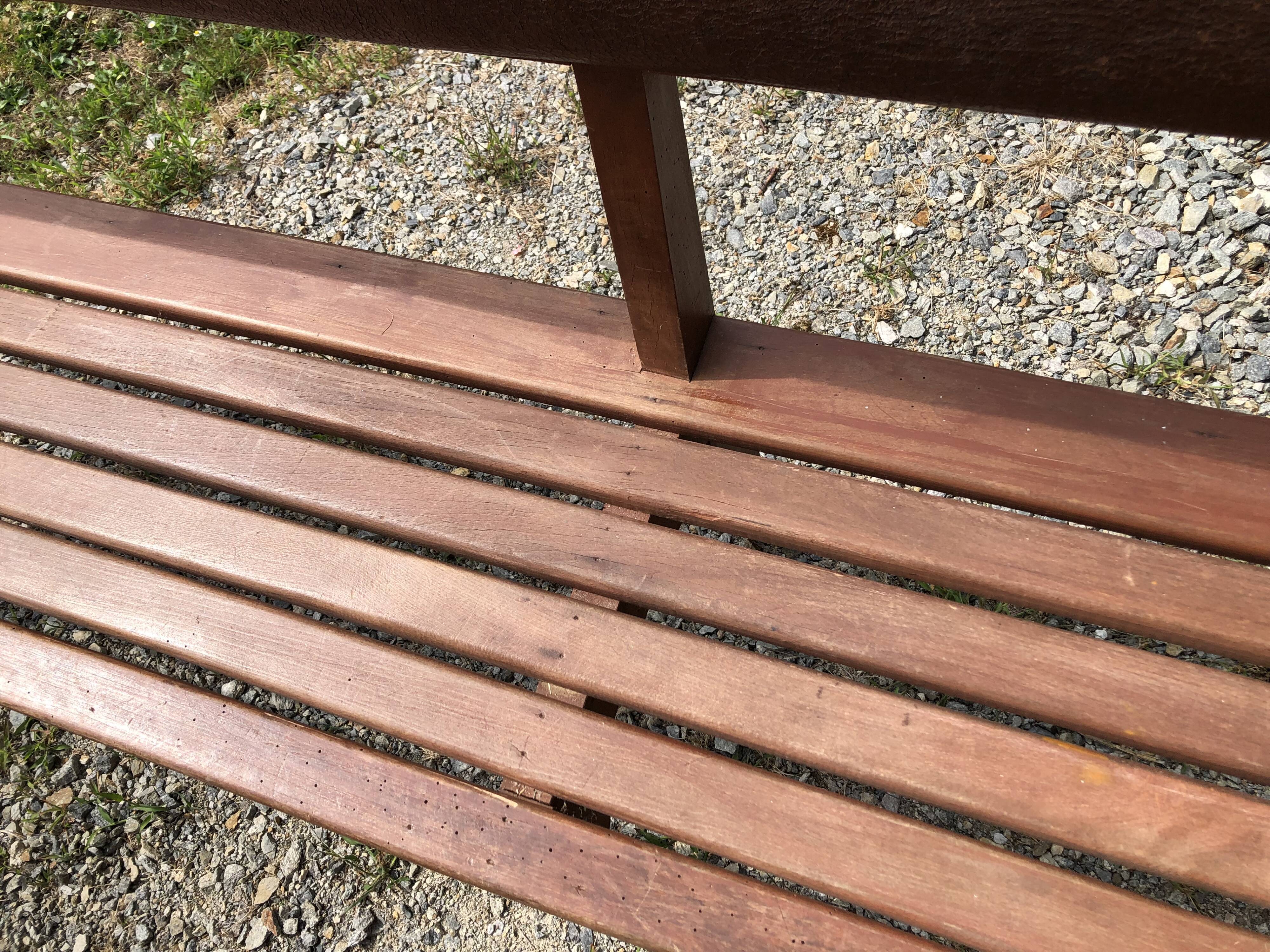 Duo of vintage church benches in solid beech