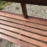 Duo of vintage church benches in solid beech