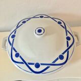 Blue geometric pattern tureen