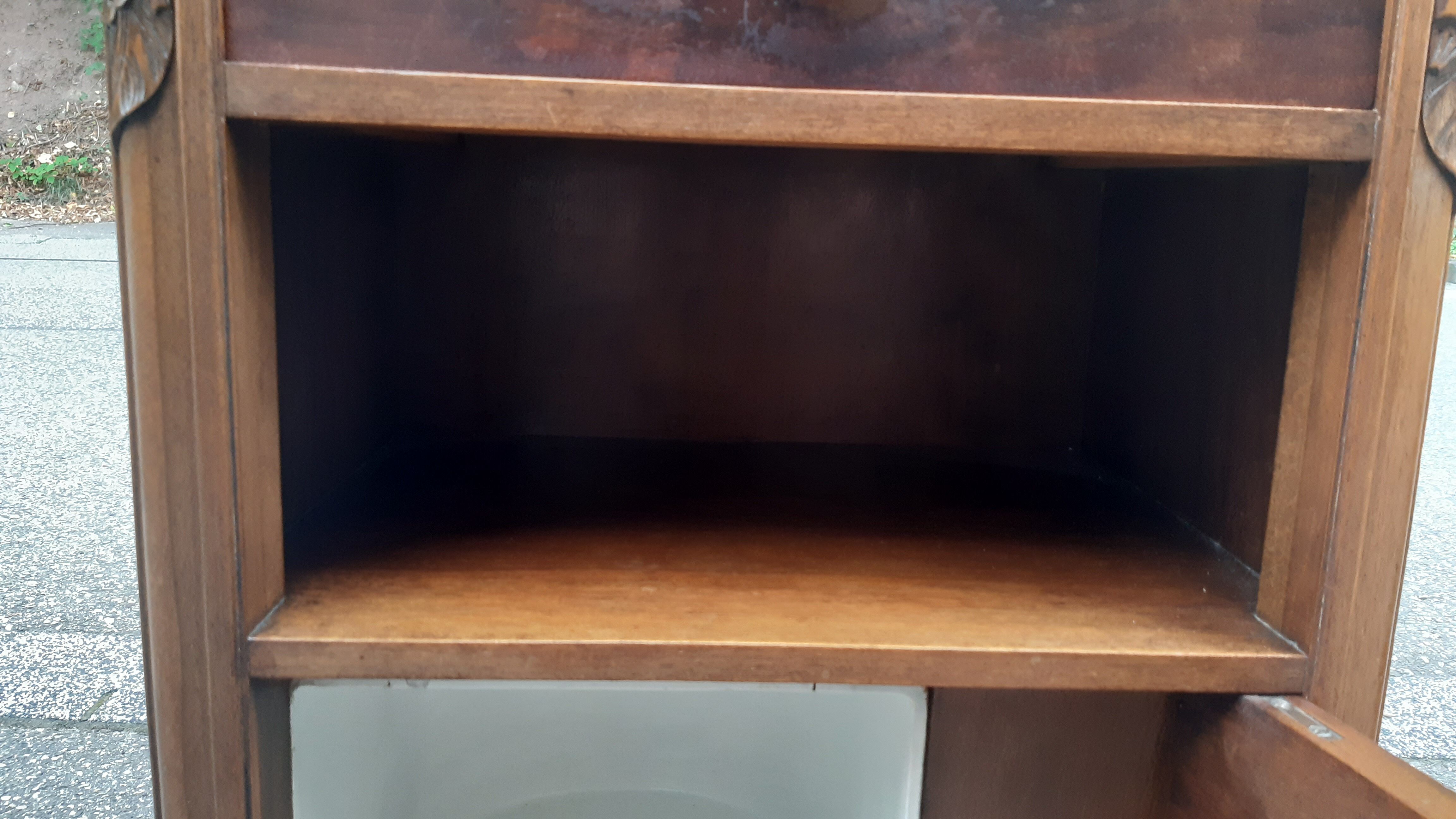 Art Deco bedside tables carved wood and marble 1930