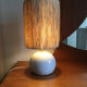 Ceramic table lamp and rafia