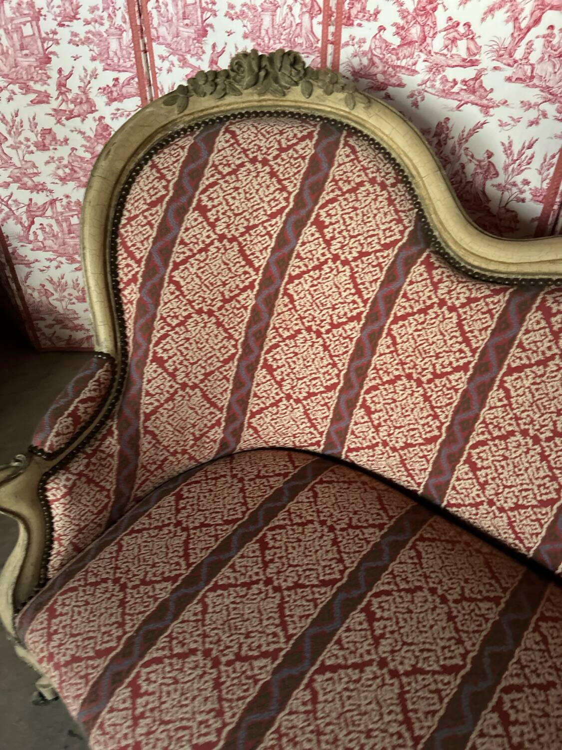 Antique Louis XV style bench, Napoleonic III period.
