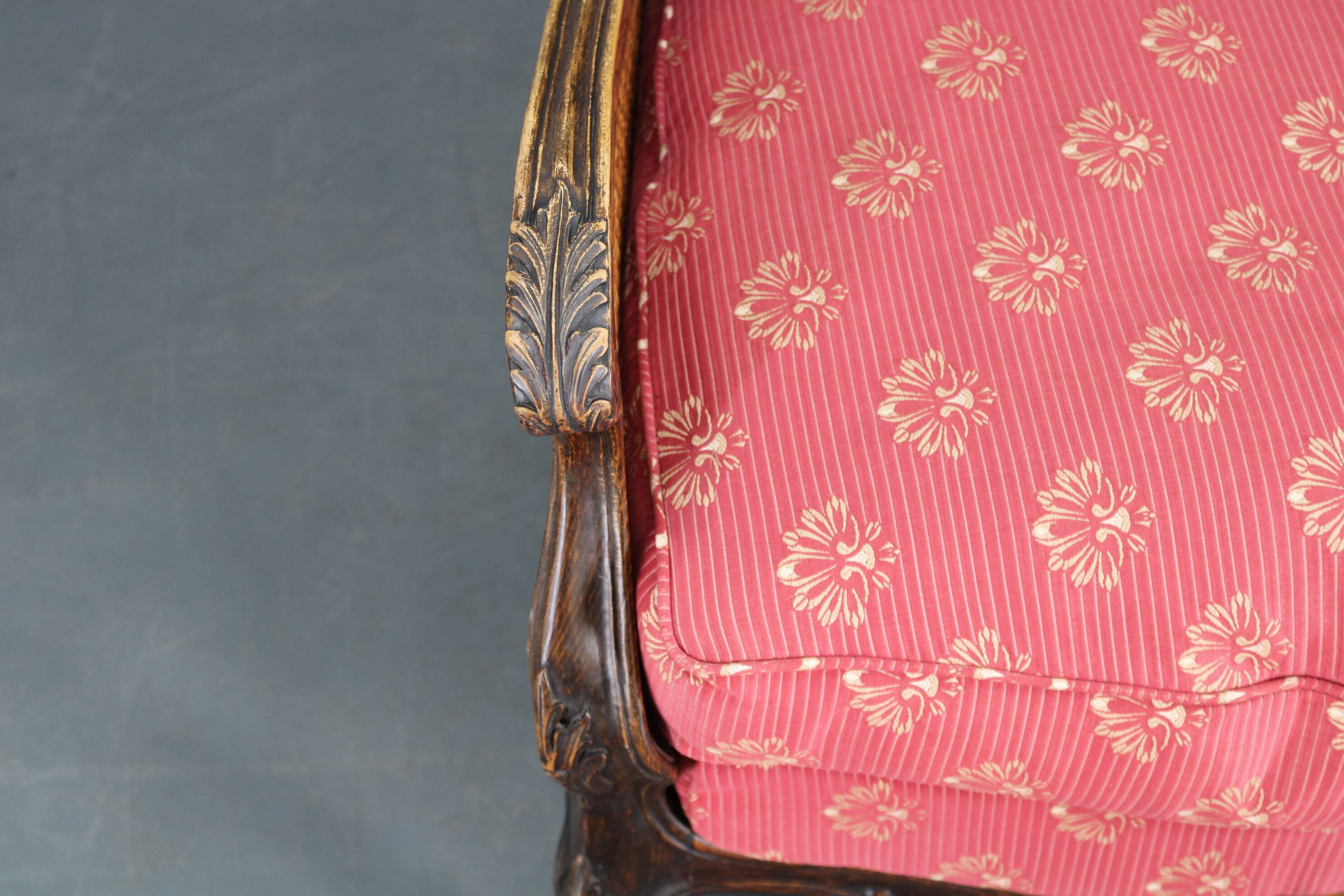 Antique Carved Wing Chair with Cane Sides , Czechoslovakia